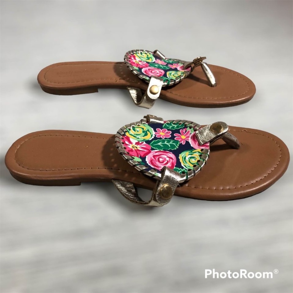 Simply Southern reversible floral flip flop Thong Sandals size 6 - Picture 6 of 10
